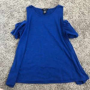 blue cold shoulder top